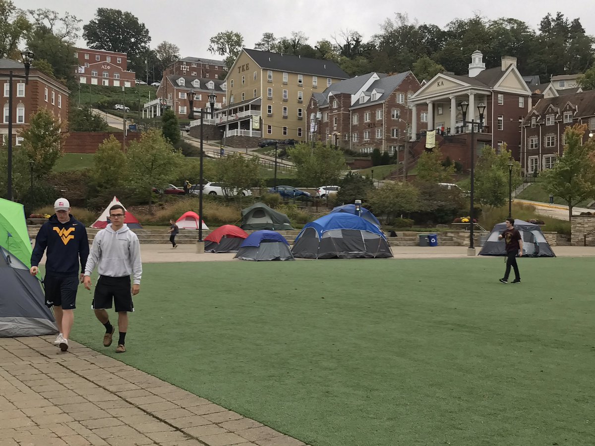.<a href="/WVUTentCity/">WVU Tent City</a> underway on the Lair Plaza! #WVU