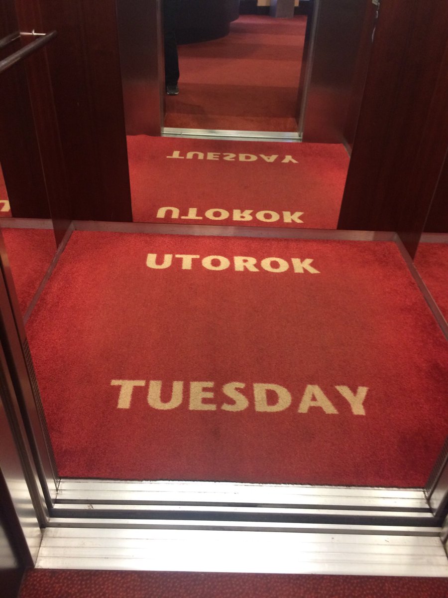 stevengoldfarb's tweet photo. Obviously all hotel elevators should have a different carpet for each day. #AtlasWeek https://t.co/bcFumMSfDa