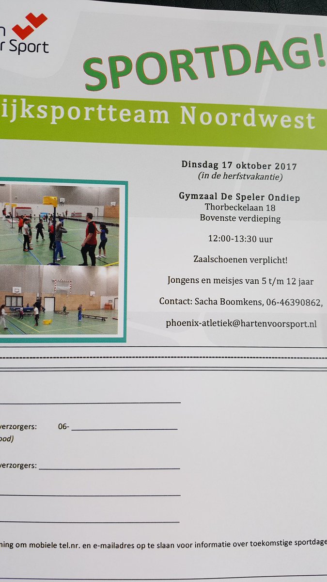 Dinsdag 17 oktober  van1200 tot 1330 uur bij gymzaal de Speler Sportdag <a href="/BS_Ondiep/">Brede School Ondiep</a>  <a href="/zoiszuilen/">Zo is Zuilen</a> @WBNoordwest  <a href="/HartenvoorSport/">Harten voor Sport</a>