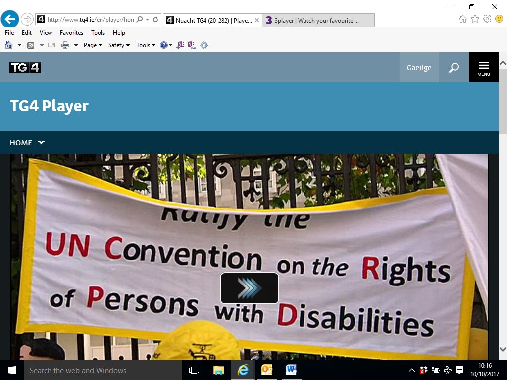 centralremedial's tweet photo. Super coverage from @TG4TV on our protest to #ratifyuncrpd and #makeequalitythepolicy . Our adults being advocates for their own rights๐๐๐ https://t.co/lnwSQx73Tn