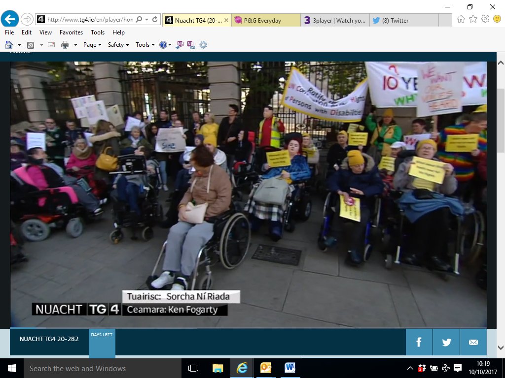 centralremedial's tweet photo. Super coverage from @TG4TV on our protest to #ratifyuncrpd and #makeequalitythepolicy . Our adults being advocates for their own rights๐๐๐ https://t.co/lnwSQx73Tn