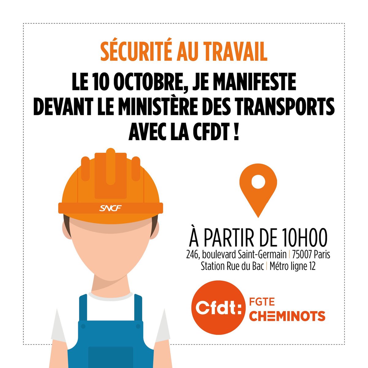 Rappel des 4 #revendications principales portées par la <a href="/cfdtcheminots/">cfdtcheminots</a> aujourd’hui devant le MinistèredesTranspots.
#manifestation #SNCF