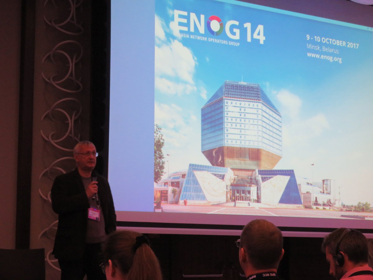 _GeriPetrova's tweet photo. Yurii Kargapolov, State University of Telecommunications, UA, speaking on administrative aspects of Internet #blocking at #ENOG14 in Minsk. https://t.co/R79ccBkbzI