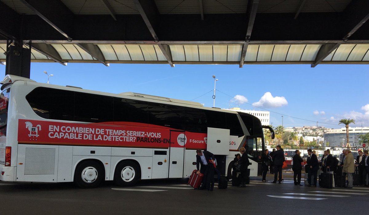WithSecure_FR's tweet photo. Le Before @Les_Assises peut commencer, les bus @FSecure vous attendent ! #CyberSecurity https://t.co/JpLhubzyXK