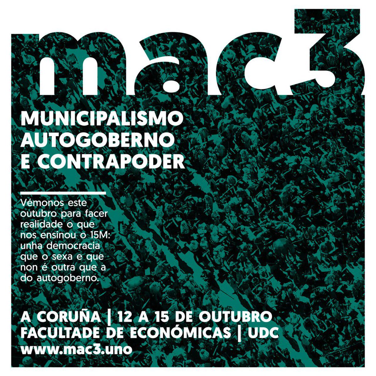 Esta semana en Coruña nos vemos con luchas municipalistas de toda la península. Juntas, #SomosMac3 mac3.uno