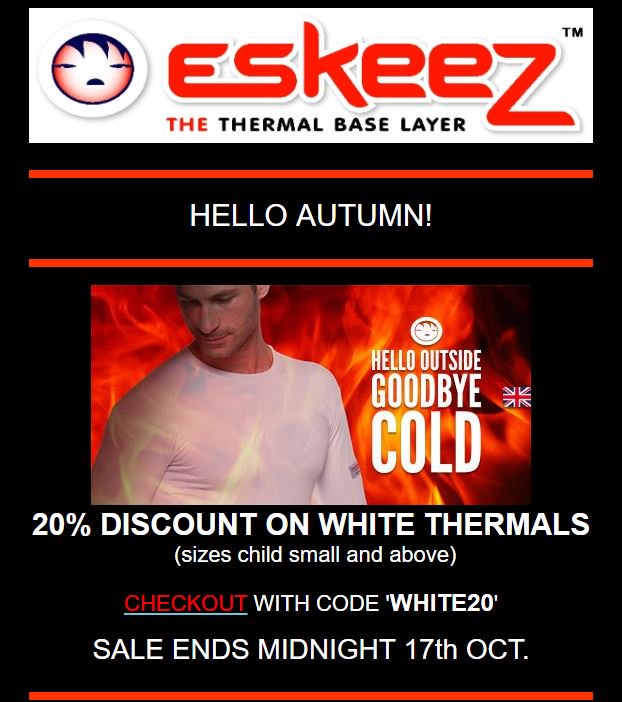 EskeezThermals's tweet photo. HELLO AUTUMN 20% DISCOUNT - Don't let the cold stop you! #neverfeelcoldagain
https://t.co/NlIxR50bNx https://t.co/fyRm4HoVmk