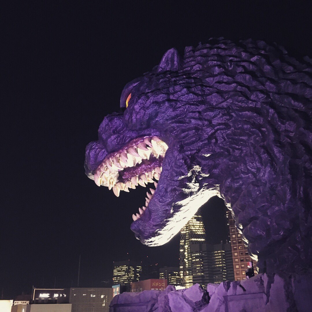 2plus2isjoe's tweet photo. First time in Japan and I accidentally booked the hotel topped with a Godzilla that roars on the hour #toobless https://t.co/nBqwuHx8z1