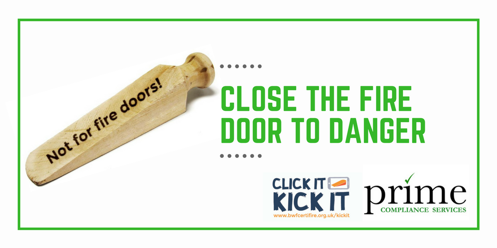 Primecompliance's tweet photo. Wedging open a #firedoor is inviting danger in. #clickitkickit #firedoorsafetyweek #primecompliance #fire #risk https://t.co/SYYKnlpYRM