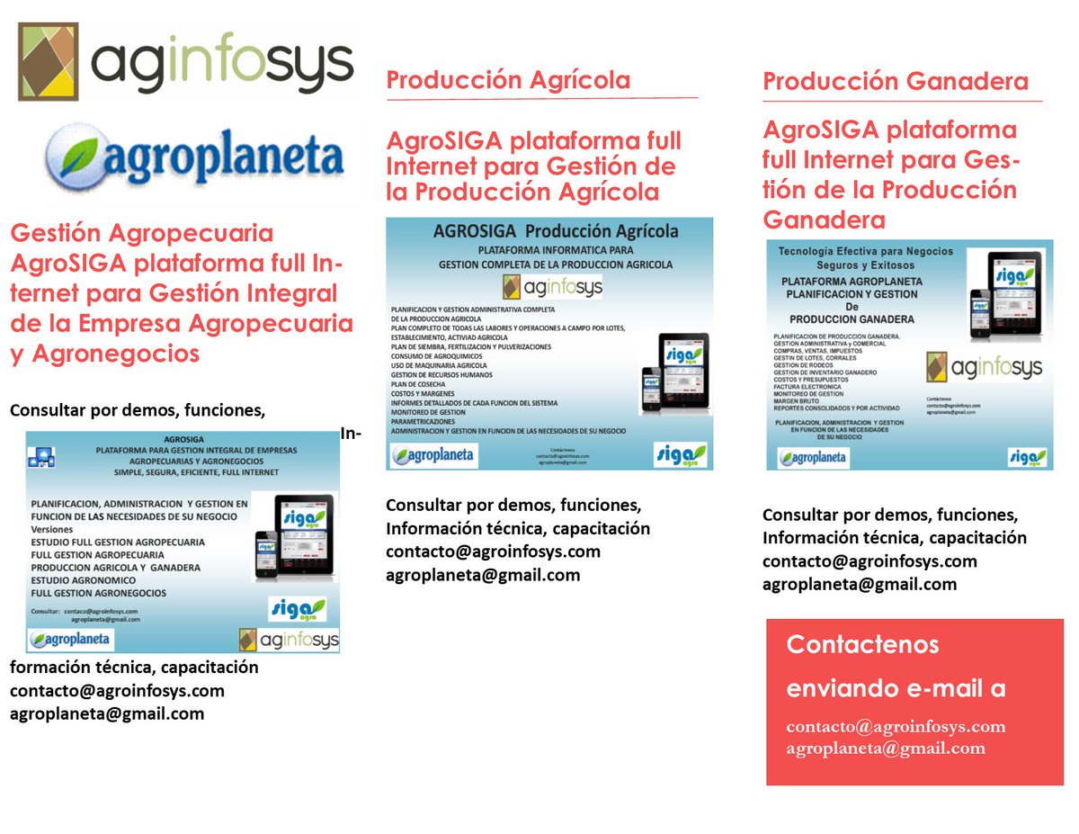 Agroplaneta's tweet photo. AgroSIGA  Cloud Platform
Versión:   CORPORATIVA
PLATAFORMA PARA GESTION INTEGRAL DE EMPRESAS AGROPECUARIAS Y AGRONEGOCIOS https://t.co/iL6GHTF4U0