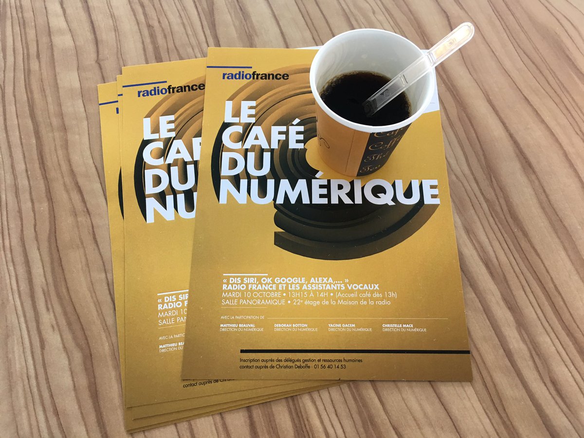 CoulissesRF's tweet photo. #cafeRF sur "Radio France et les assistants vocaux" c'est maintenant au 22eme étage @Maisondelaradio. Le ☕️ est servi, on vous attend ! https://t.co/xgiK8X8gK4