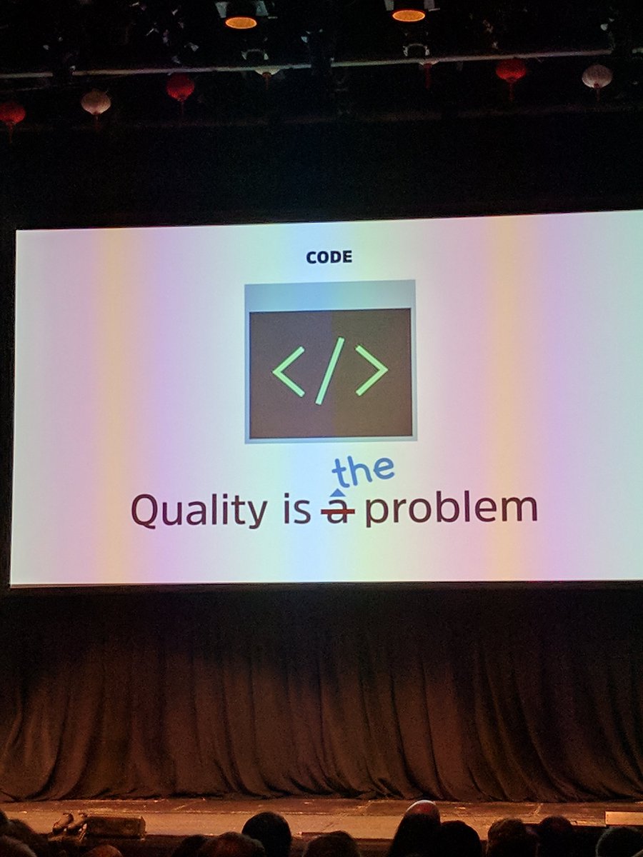 tallkid81's tweet photo. Attending @ServerlessConf in NYC, keynote reinforces "code quality is THE problem", I'm sure @OnQuality agrees with #ServerlessConf https://t.co/NVACBhqPoh