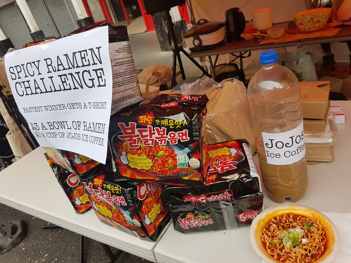 SurreyStSundays's tweet photo. The @beats_eats #SpicyRamenChallenge was a blast!! Get practising for the 19th Nov and take on the #champion @blackeyelab #55secs https://t.co/4scccumWQI