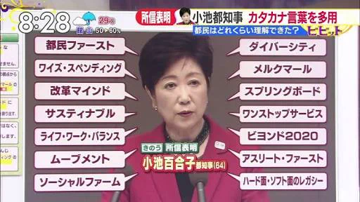 カタカナ文字を多用する小池都知事に対して？言いたい言葉がこれｗｗｗ