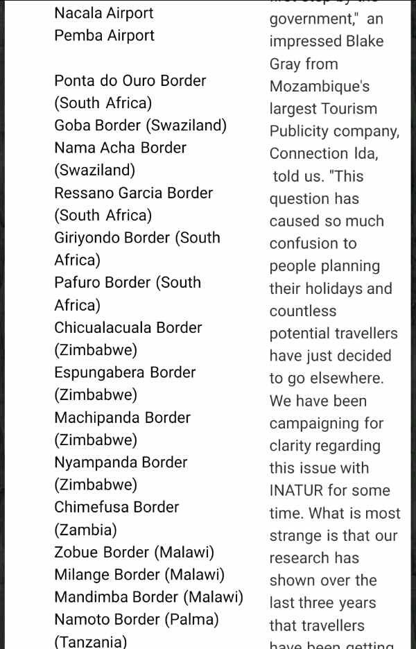esafrican's tweet photo. Clarity on Tourist Visas for visitors crossing into #Mozambique from #Malawi border

#Zobue #Mwanza

#Milange #Muloza

#Mandimba #Chiponde https://t.co/ZhGVAFNdiL