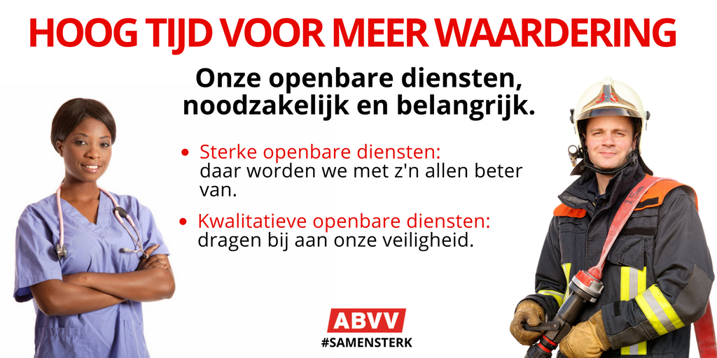 vakbondABVV's tweet photo. ๐Voor onze leerkrachten, verplegers, brandweerlui, cipiers, conducteurs, postbedelers en trein-,tram- en buschauffeurs. #reactiedag #10okt https://t.co/yRuzlyg9cI