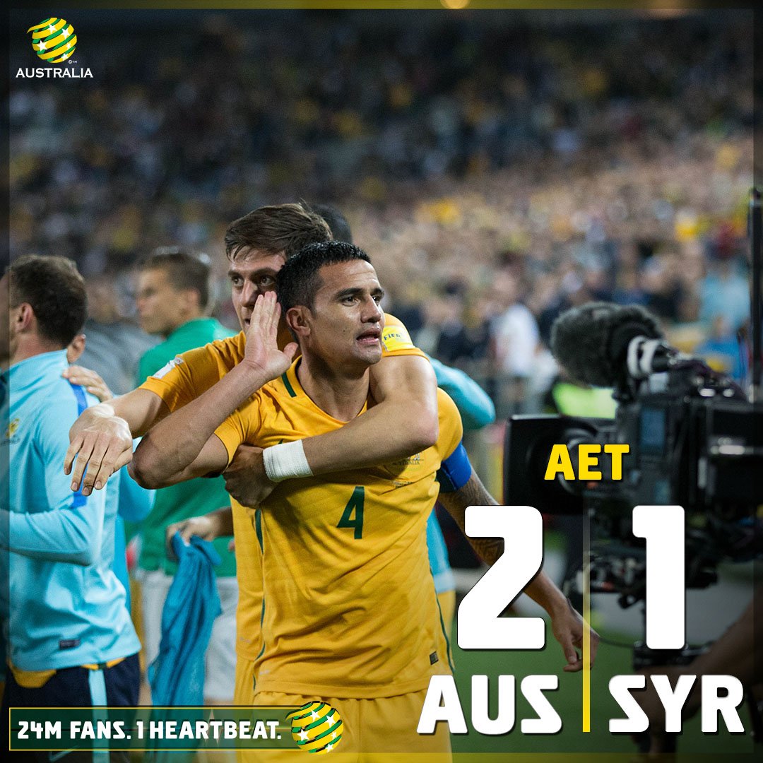 Socceroos's tweet image. Cometh the hour, cometh the man. @Tim_Cahill, you star! #GoSocceroos #AUSvSYR