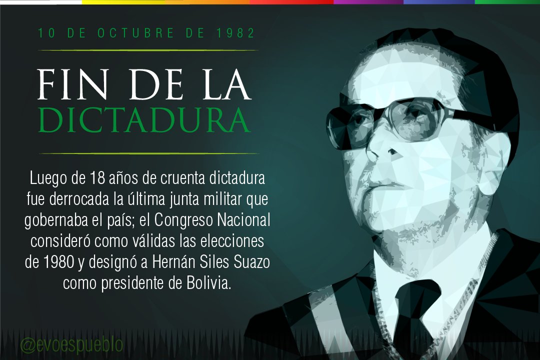 evoespueblo's tweet image. Como hoy, 1982, Hernán Siles Zuazo, llegó a la presidencia tras convalidarse últimos resultados electorales, terminando así las dictaduras.