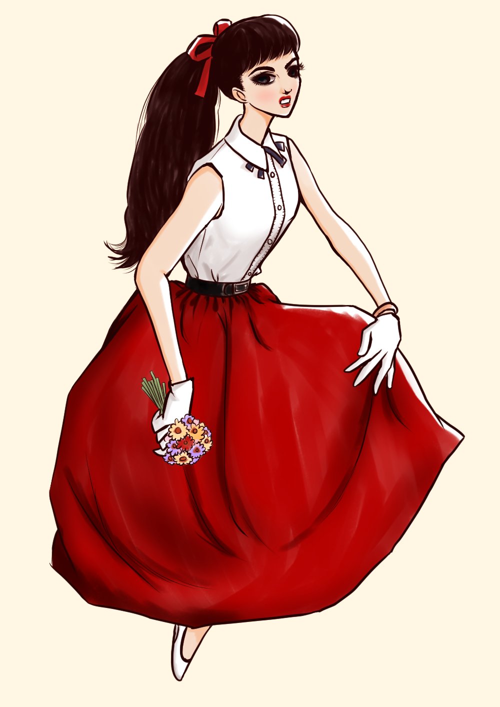 うにこ 中原淳一風の絵の練習 いつの日かこんなレトロな絵がさらっと描けるようになりたい イラスト T Co F25huey8zk Twitter