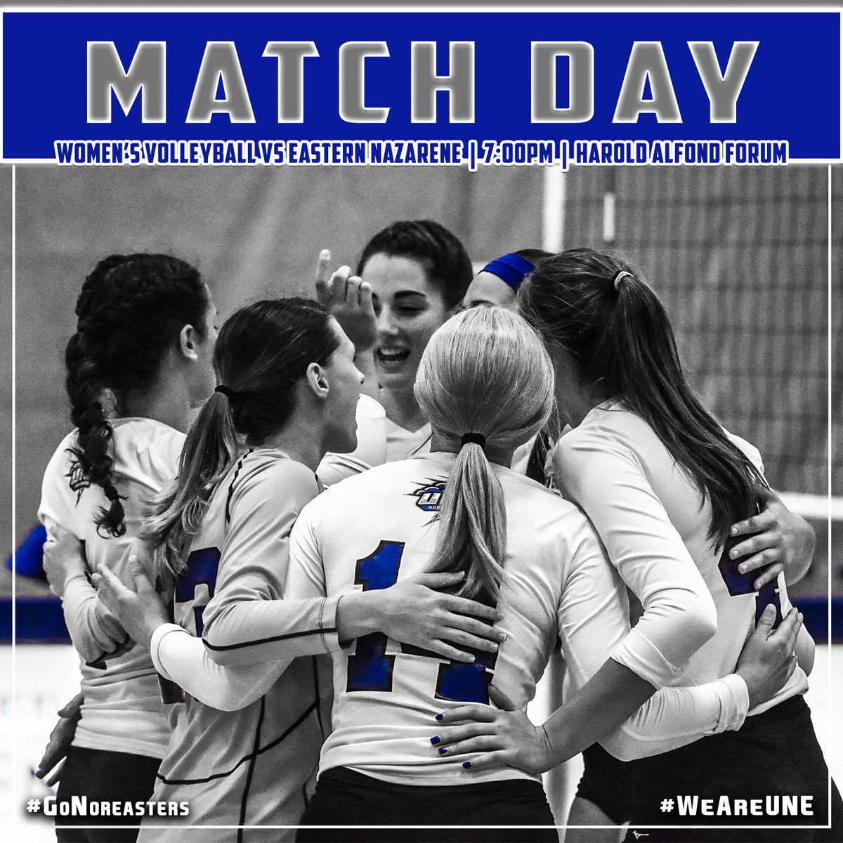 UNESports's tweet photo. MATCHDAY

@unewvb caps of the day against @encathletics 
📍Harold Alford Forum
⏰ 7pm
📈https://t.co/LLIxRAqUst

#WeAreUNE #GoNoreasters #d3vb https://t.co/2OJS81Egad