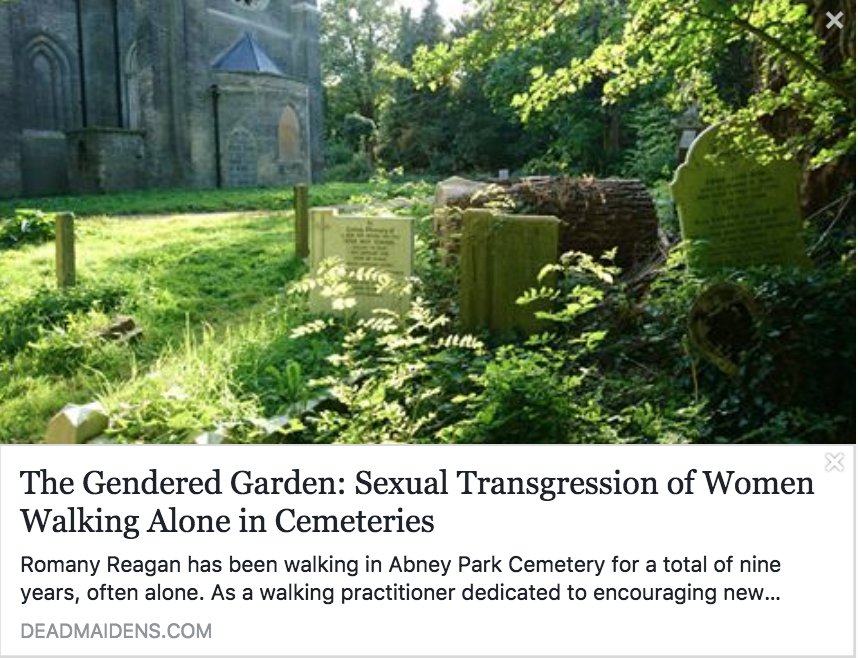 msromany's tweet photo. My new article is now up on @deadmaidens ❤️ #cemeteries #womenwalking #deadmaidens #feminism #genderedspace ☠️
https://t.co/naq8GlOWlC https://t.co/XwjAQ0mcOB