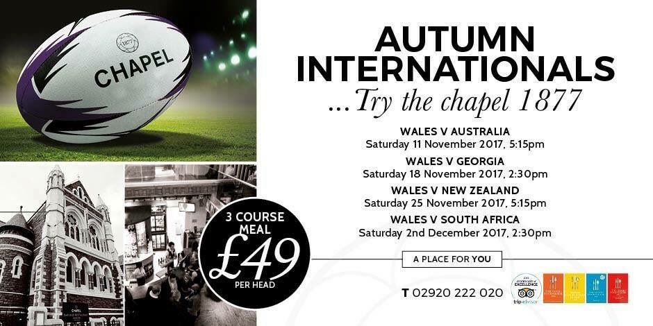 chapel1877bar's tweet photo. Autumn is truly here so, now is the time to finalise your plans for the Autumn Internationals 

For package details please call 02929 222020 https://t.co/8DPPkxLaJC