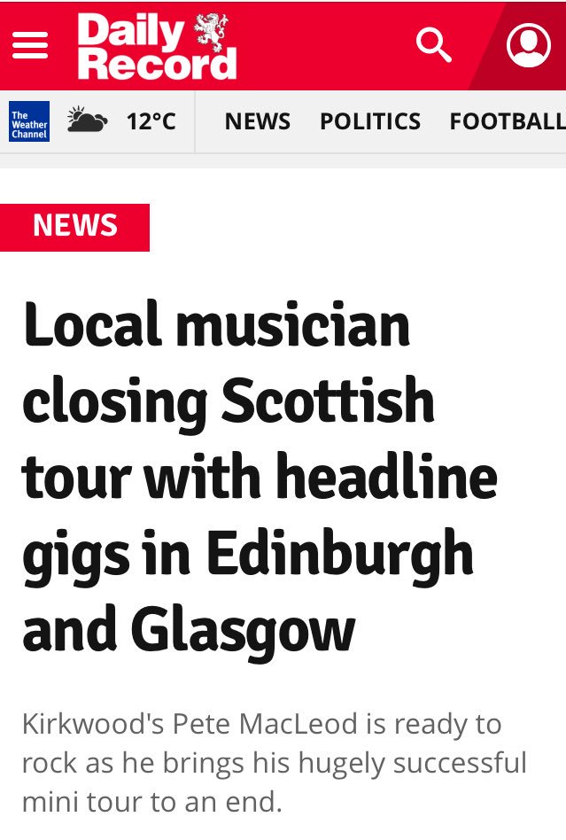 Two dates to go on my tour this month. Edinburgh &amp; Glasgow. Tix available from petemacleod.net