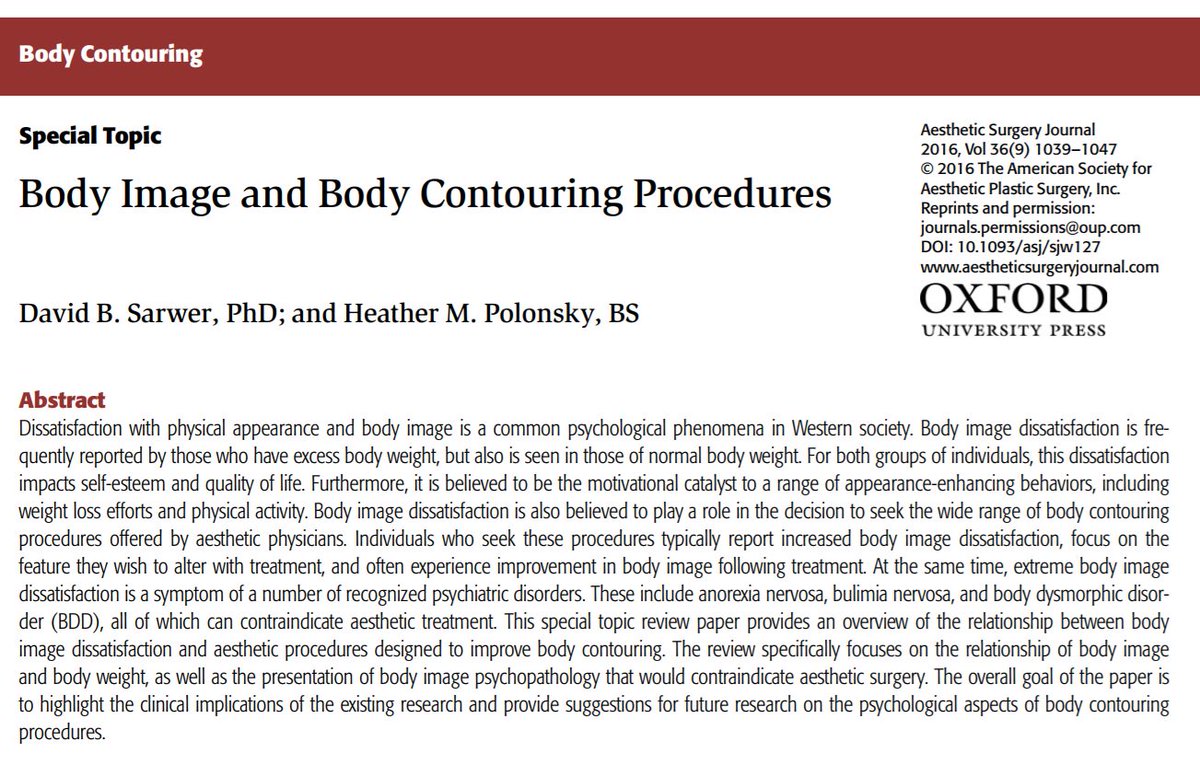 hunter_alexan's tweet photo. A very good read on #bodyimage and #bodycontouring procedures on #WorldMentalHealthDay: https://t.co/vSGT9D1K94 #BDD #psychology https://t.co/YbAGVWf5cL