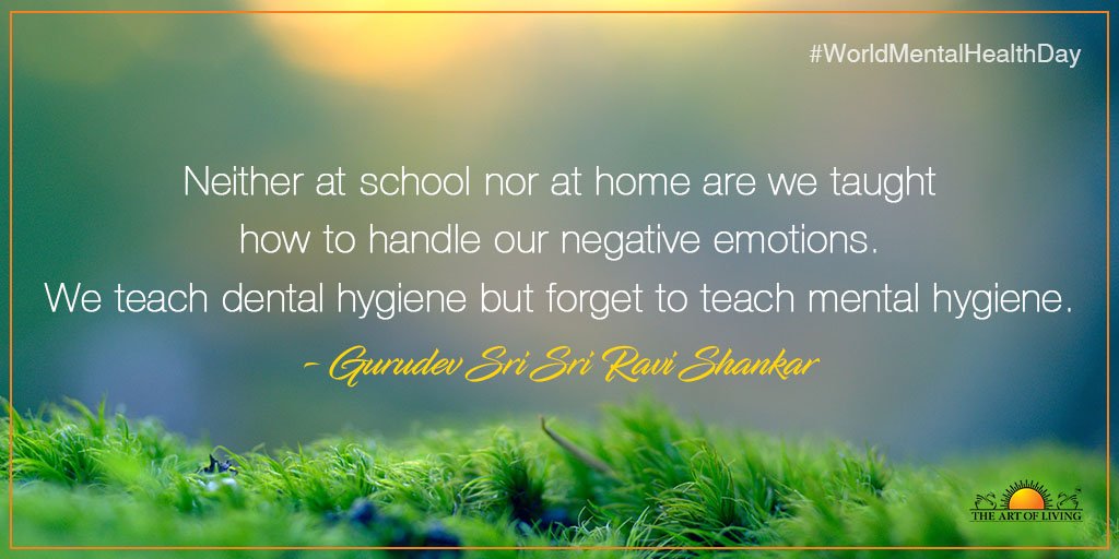 ArtofLiving's tweet image. Invest in your Mental Health! Read: huffingtonpost.com/sri-sri-ravi-s…
 #WorldMentalHealthDay