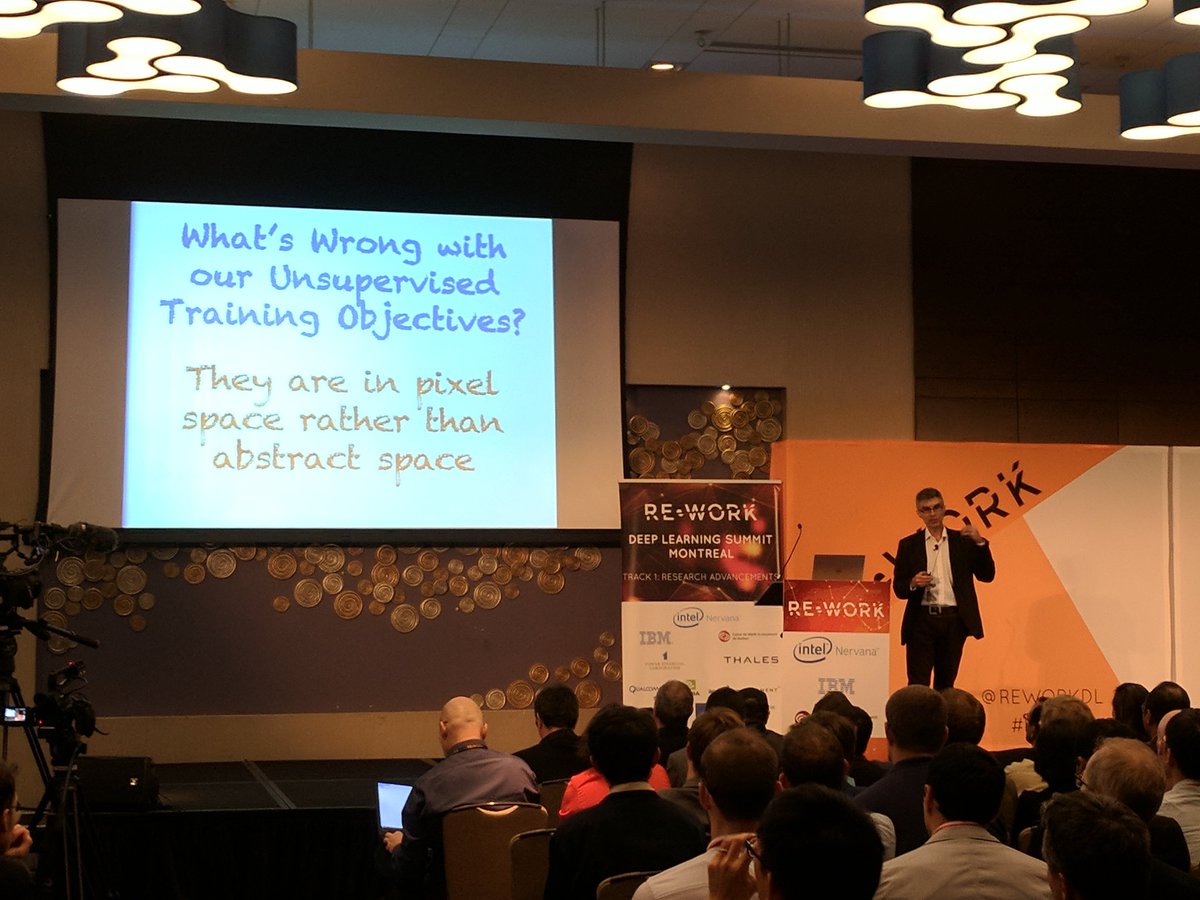kchonyc's tweet photo. yoshua Bengio: unsupervised learning at the abstraction rather than pixels #reworkdl https://t.co/r8BOe1YAeI