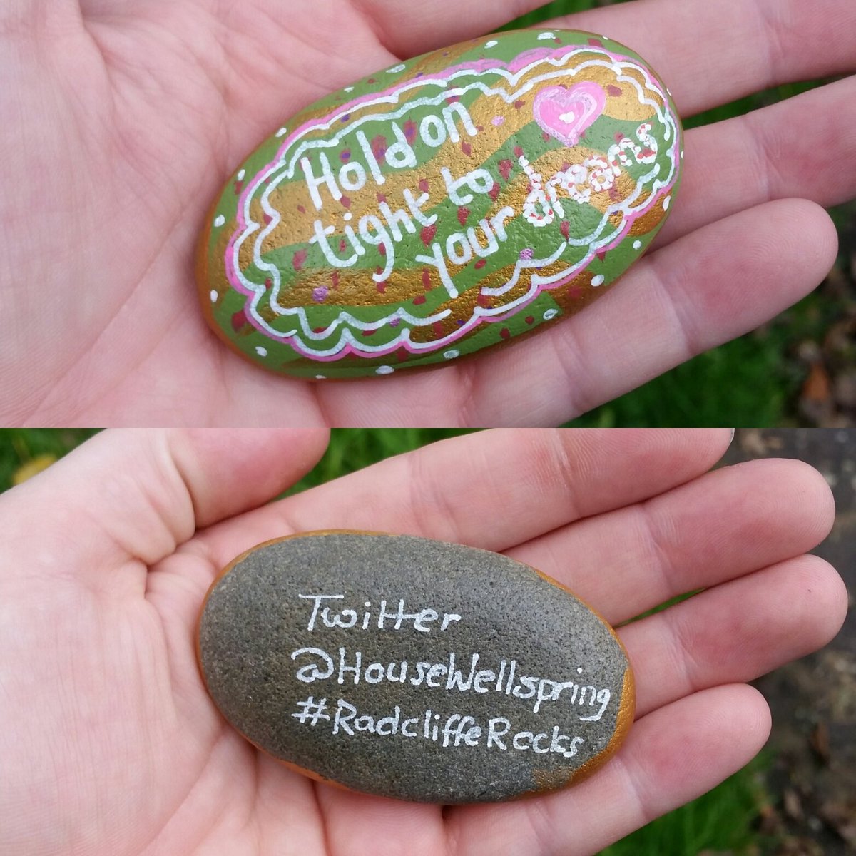 TriSaraht0ps91's tweet photo. @HouseWellspring Found this little rock of yours today in Coronation Park! Cheered me right up! Thank you! 
#RadcliffeRocks https://t.co/F4Ce5YiXal