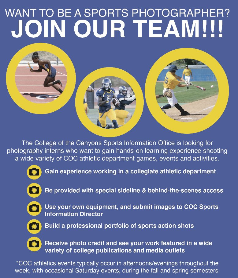 Coc Athletics On Twitter Photography Internships Still Available