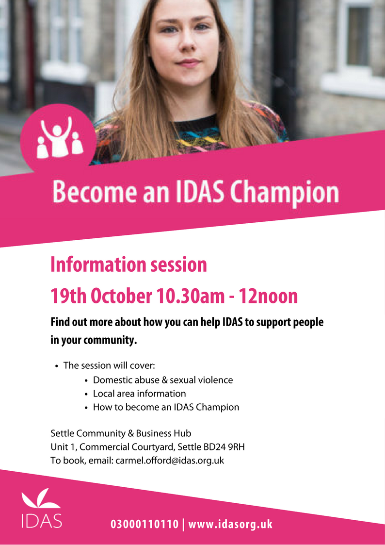 IDASfor100's tweet photo. #Settlehour come along to an information session about #IDASChampions #domesticabuse #sexualviolence Pls RT #DVAM2017 https://t.co/3PfTHoUARl