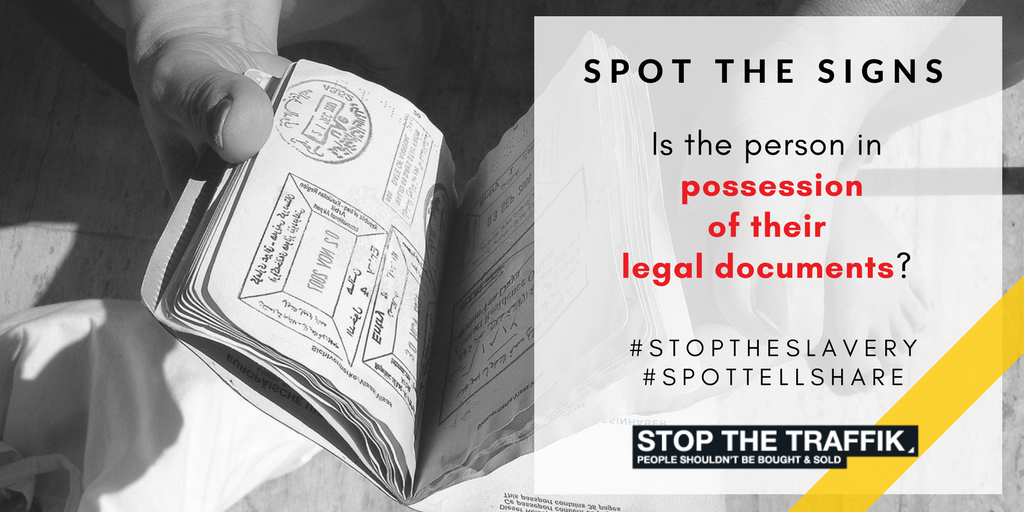 STOPTHETRAFFIK's tweet photo. The first step to STOP THE TRAFFIK is to spot it. Make a difference &amp; #SpotTellShare the signs of human trafficking. https://t.co/6wtGzpvcfK https://t.co/dOePNOZwDa