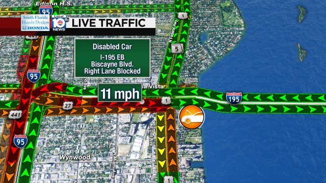 DISABLED CAR: I-195 EB & Biscayne Blvd. A right lane is blocked. #TRAFFIC #MIAMI https://t.co/9xSKBEXb3Y