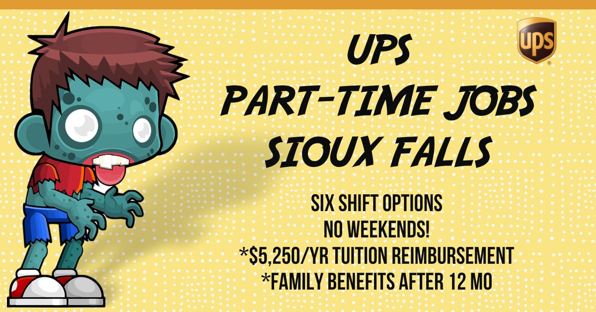 UPSDakota's tweet photo. #SiouxFalls PT jobs. 6 shift options. Tuition reimbursement, Family benefits after 12mo. Lets get started. https://t.co/uk9nFr5Eqv  #UPSjobs https://t.co/Mpy1fFaigP