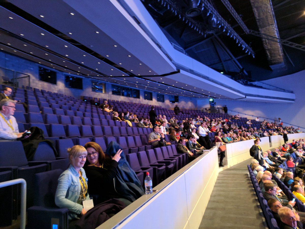 DSanderson_85's tweet photo. Stewards at #snp17 demanding delegates move to front rows to make hall appear more full for Nicola Sturgeon speech. https://t.co/eYCFGRGl98