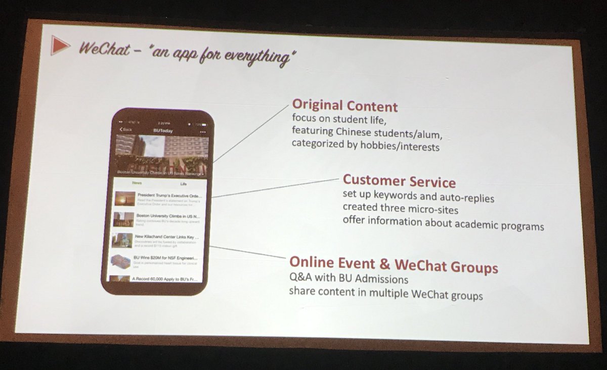 karinejoly's tweet photo. WeChat - the app for everything and to reach/establish first contact with prospective students in China #heweb17 #mcs7 https://t.co/y9Im3WeTky
