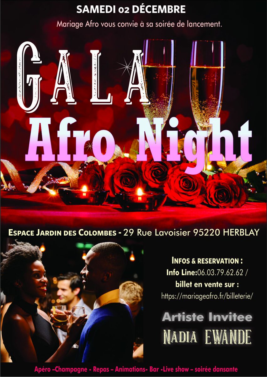 Réservez déjà au sur : mariageafro.fr/billeterie/
Infoline:06.03.79.62.62#mariageafro #GalaAfroNight