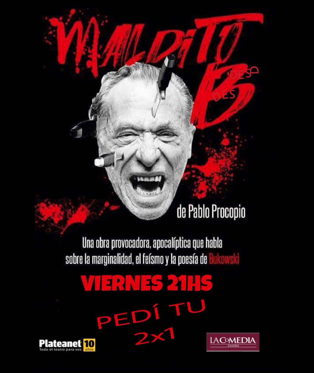 capochatv's tweet photo. Los viernes 21HS #MalditoB la obra de @PabloProcopio1 . En teatro La Comedia (R. Peña y Santa Fe ). Anótate y pedí tu 2x1 ! 👏🏻👏🏻👏🏻 https://t.co/yeiPGfIQUw