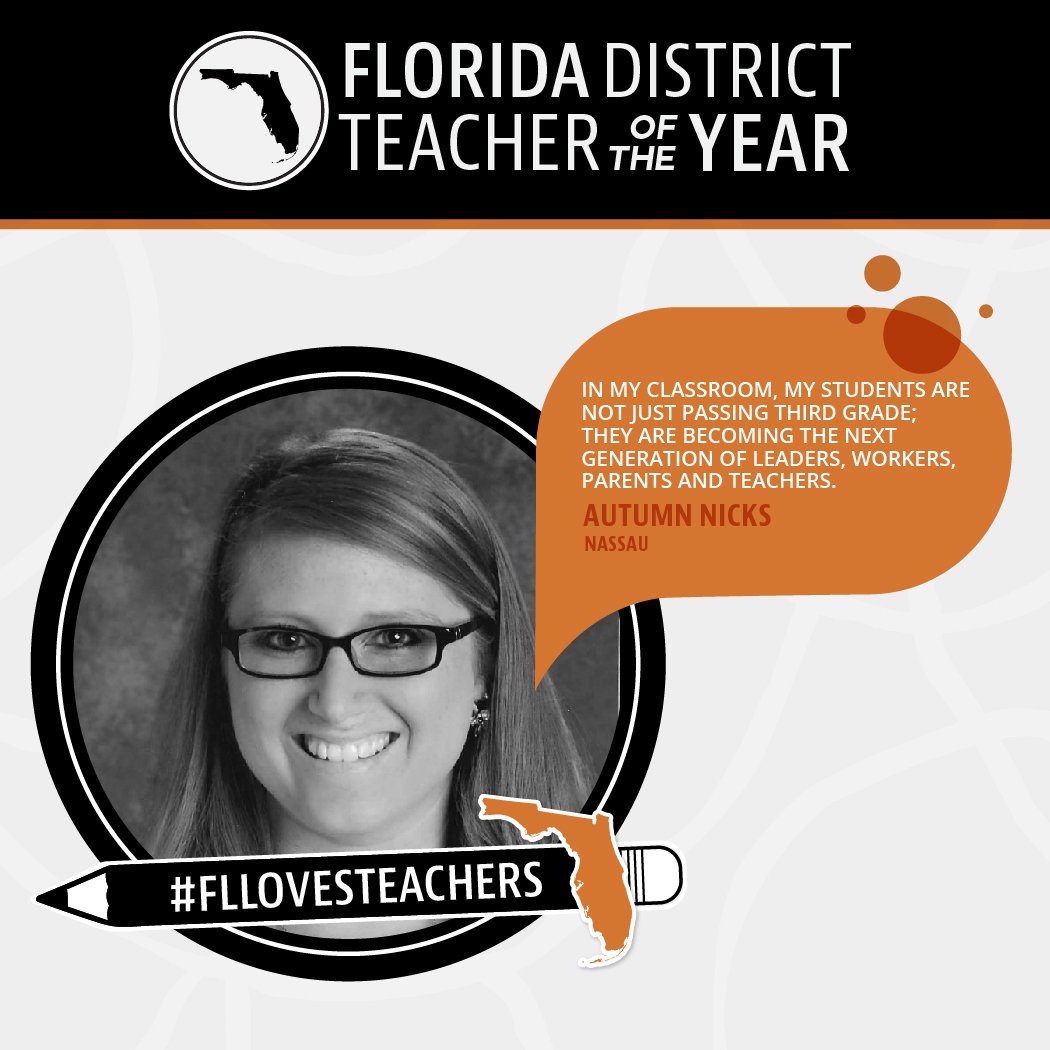Congratulations Autumn Nicks on being named Nassau county's 2018 FL District Teacher of the Year!🎊🎉 #FL73Strong #2018FLTOY #FLedu