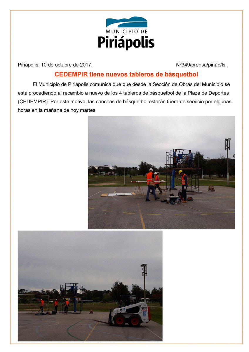 InvernizziMario's tweet photo. Mejorando infraestructura deportiva en .@DestinoPiria . Se agradece a .@UyDeporte https://t.co/vrGJruFh3Q