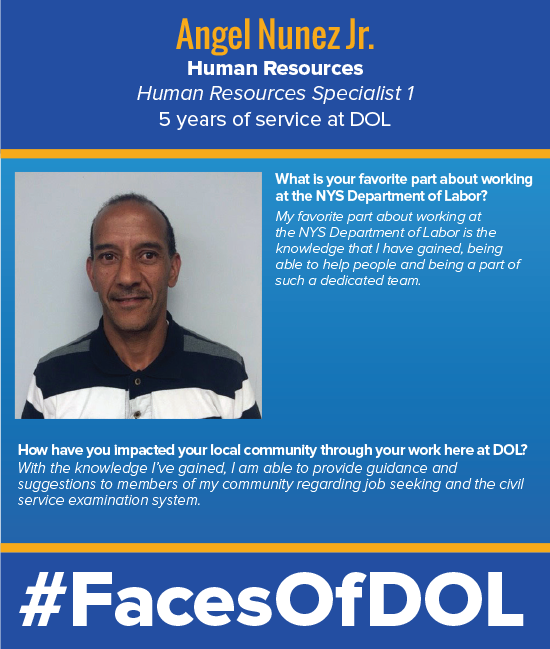 NYSLabor's tweet photo. It might not be Monday, but that doesn't mean we are going to miss a #FacesOfDOL! Check out our latest nominee, Angel Nunez Jr.! https://t.co/7rtn5aJJfb