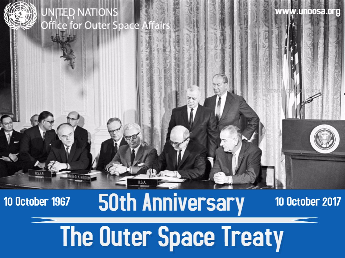 It’s 50 years since the Outer Space Treaty entered into force! The Treaty is the foundation of intl space law &amp; global space cooperation.