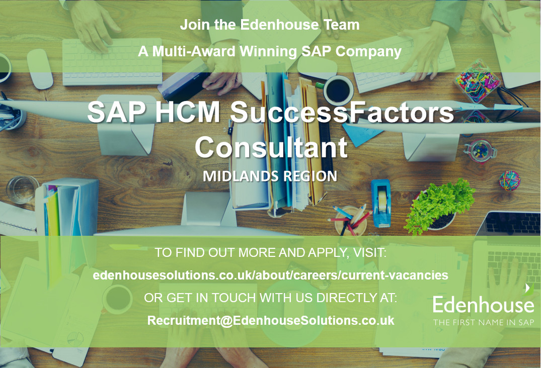 EdenhouseTalent's tweet photo. We're looking for an experienced SAP HCM SuccessFactors Consultant to join our team. If you're interested please get in touch! https://t.co/j1sgScukrT