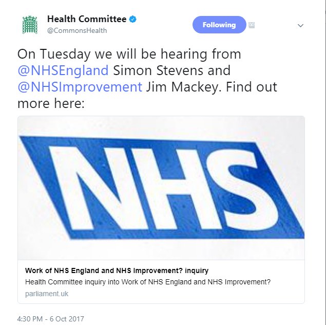 CancerEquity's tweet photo. @CommonsHealth @NHSEngland @NHSImprovement #SimonStevens and #JimMackey - Is this viewable to the general public through LiveStream or OnDemand/recorded video https://t.co/mZm8QJ1zxH https://t.co/4eUr6Z4FjX