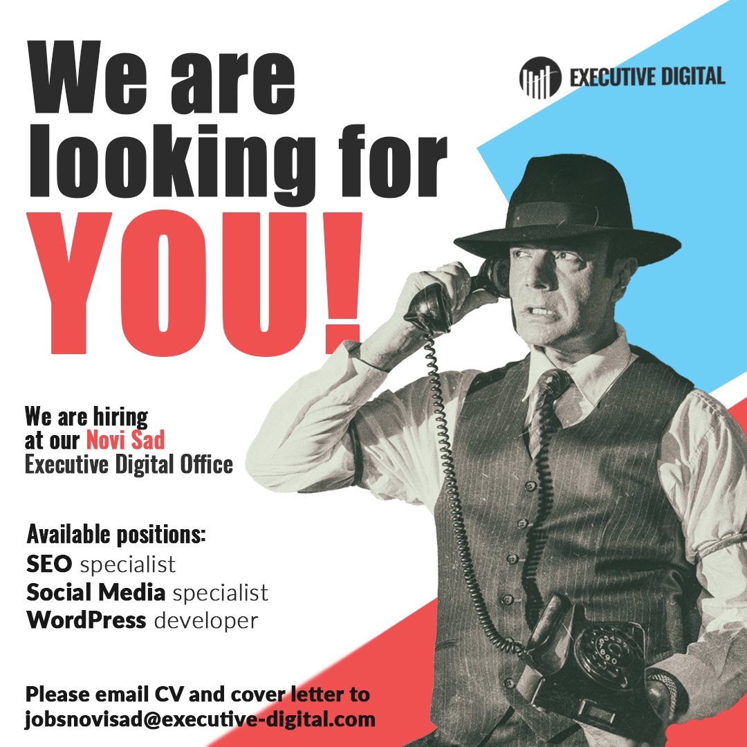 theexecdigital's tweet photo. WANTED: new rockstars for our #SocialMedia, #SEO &amp; #WordPress team in #NoviSad! Let's hear from you! jobsnovisad@executive-digital.com https://t.co/N18Zvbm8Ax