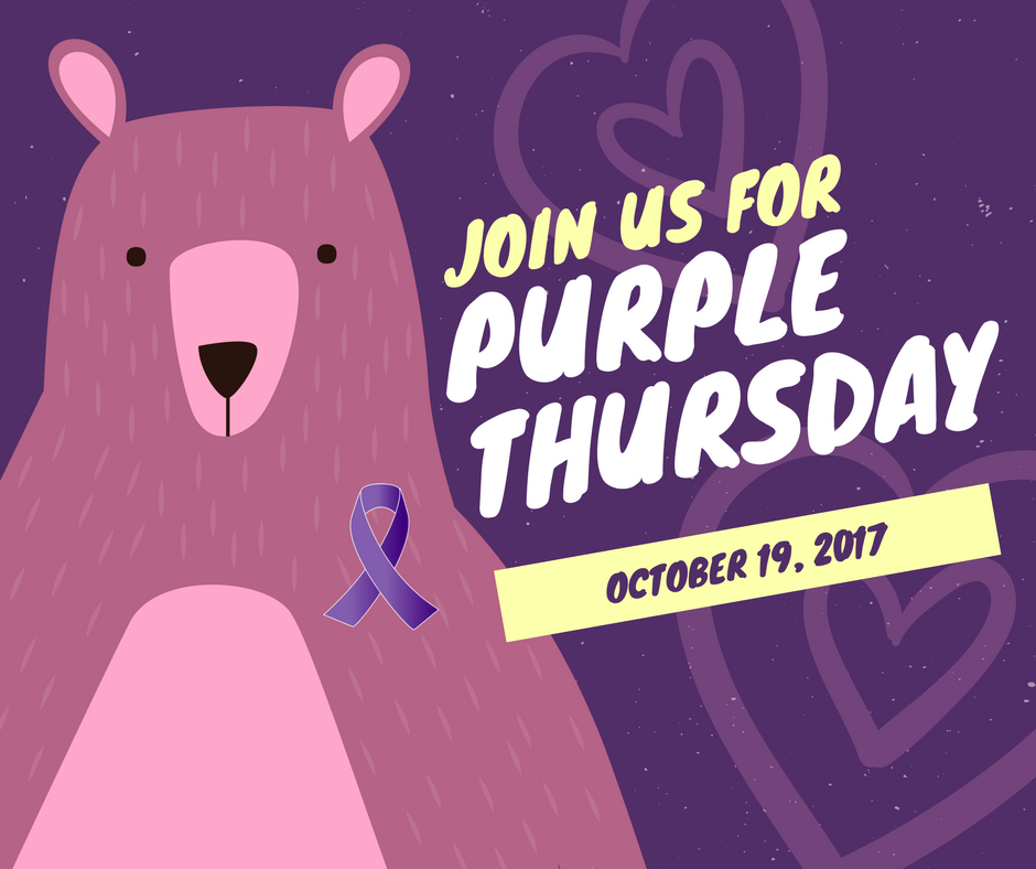 VeraHouseInc's tweet photo. Wear purple on Thurs, 10/19 to raise awareness about domestic violence! Share your photo on social media using #PurpleThursday https://t.co/I52d5UqpFO