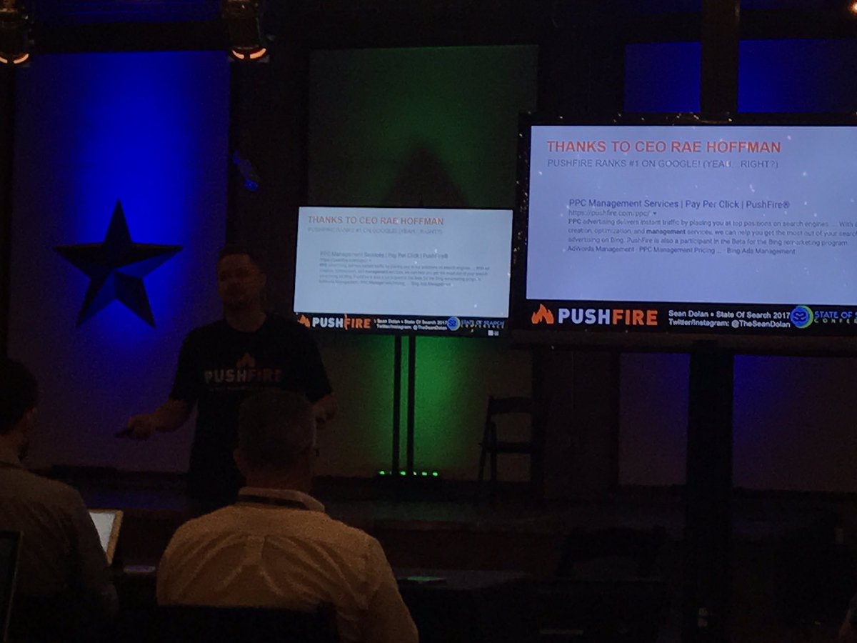 katykatztx's tweet image. Shout out to @sugarrae from @theseandolan for keeping the PushFire site at the top of the SERPS 🙌 #StateofSearch