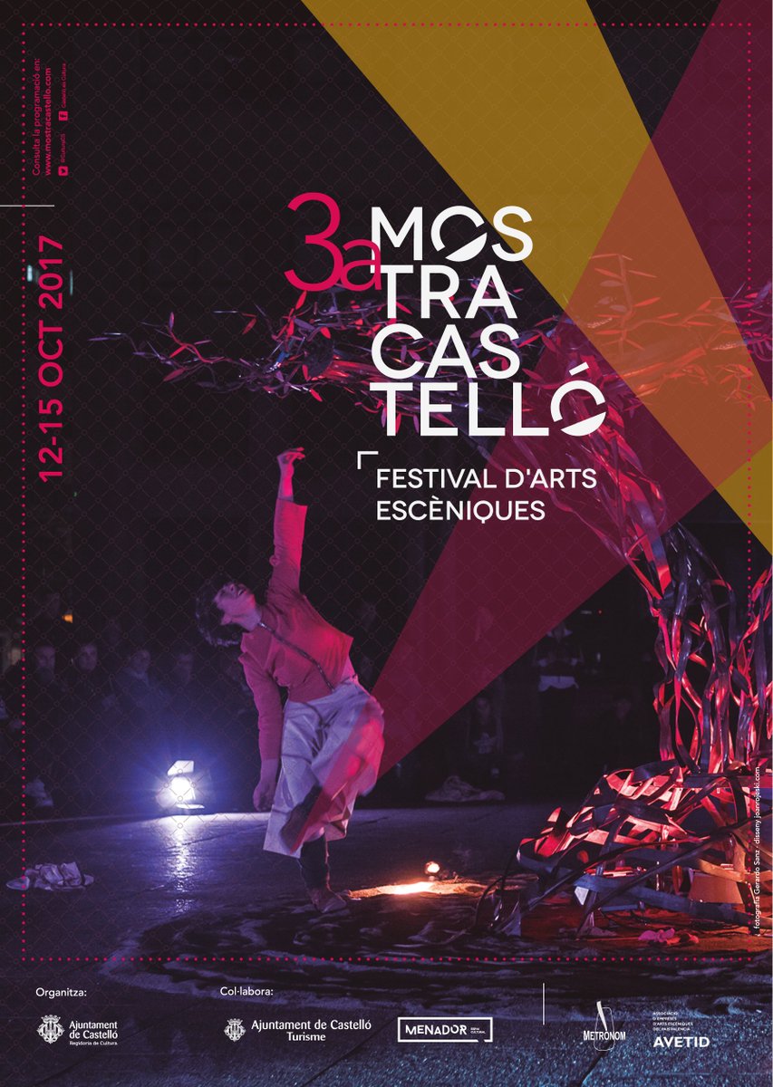 El dia 12 d'Octubre comença la III Mostra del Festival d'Arts Escèniques de Castelló. Més informació en Facebook: ow.ly/lwTC30fzp68