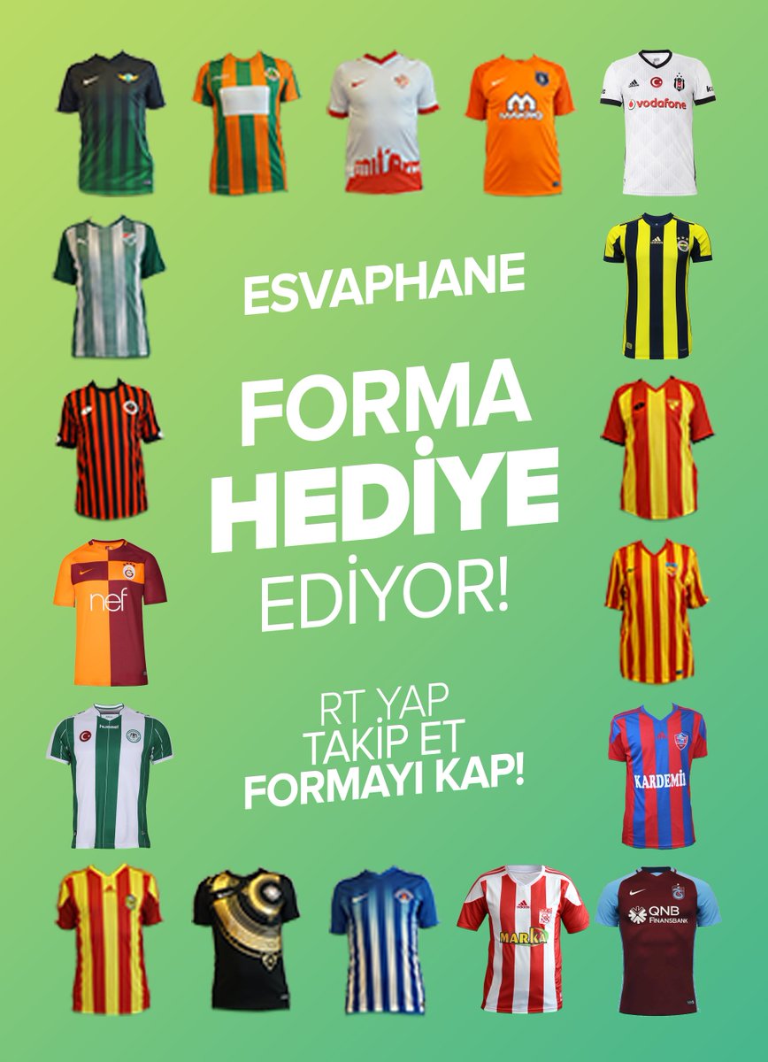 ÇEKİLİŞ | Şanslı bir takipçimize tuttuğu takımının formasını hediye ediyoruz! 

✅Bu tweeti RT'le.
✅<a href="/esvaphane/">esvaphane</a>'yi takip et.
🎊Formayı kap!